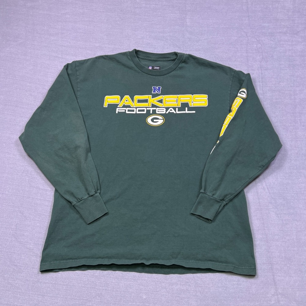 NFL Team Apparel Green Bay Packers Long Sleeve T-Shirt Mens XL Green Cotton
